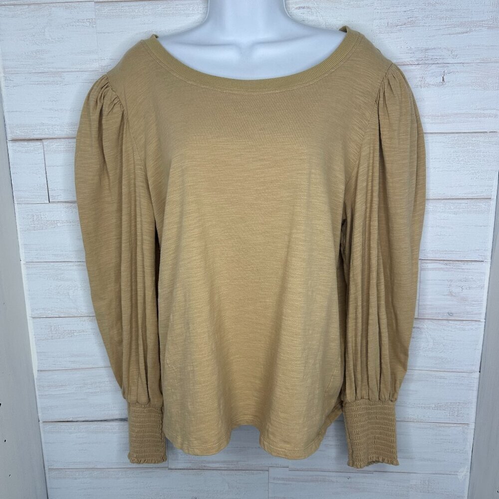 Tuckernuck Pomander Place Womens Tan Puff Long Sleeve Crewneck Top Size XXXL